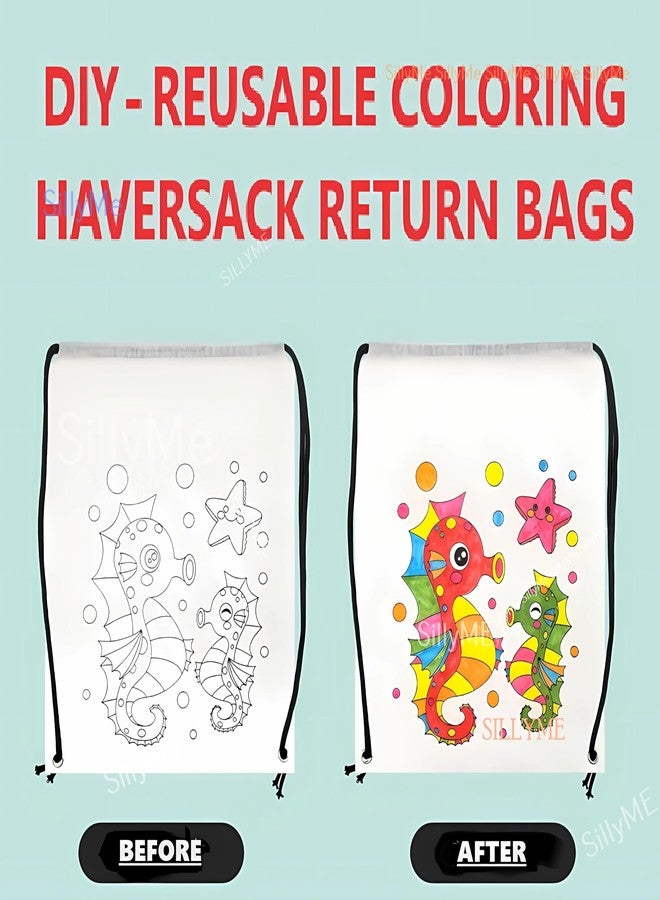 سيلي مي ٢٤ قطعة من حقائب هدايا قابلة للتلوين يمكنك صنعها بنفسك لحفلات أعياد ميلاد الأطفال - حقائب هدايا صغيرة قابلة لإعادة الاستخدام - حقيبة يد للأطفال - هدايا عيد ميلاد للأطفال من عمر ٨ إلى ٥ سنوات - حقائب هدايا على شكل حقيبة ظهر - Image 2